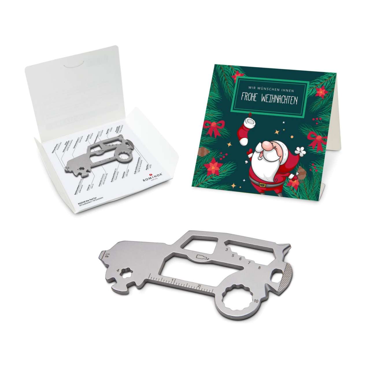 Geschenkartikel: ROMINOX® Key Tool Funktionen) im Motiv-Mäppchen Frohe Weihnachten