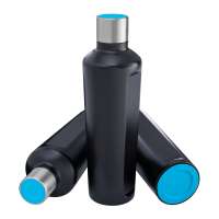 Flasche schwarz, Deckel cyan, Boden cyan