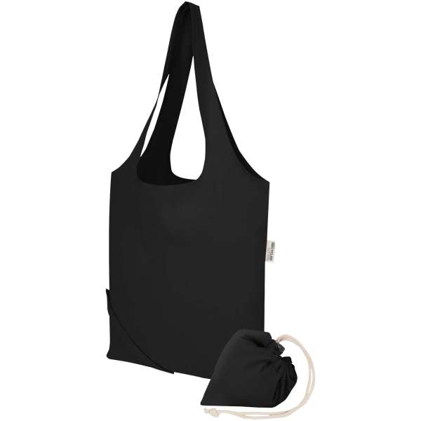 Madras-Mischgewebe, 140 g / m², GRS-zertifizierte, faltbare Baumwoll-Tragetasche, 7 l
