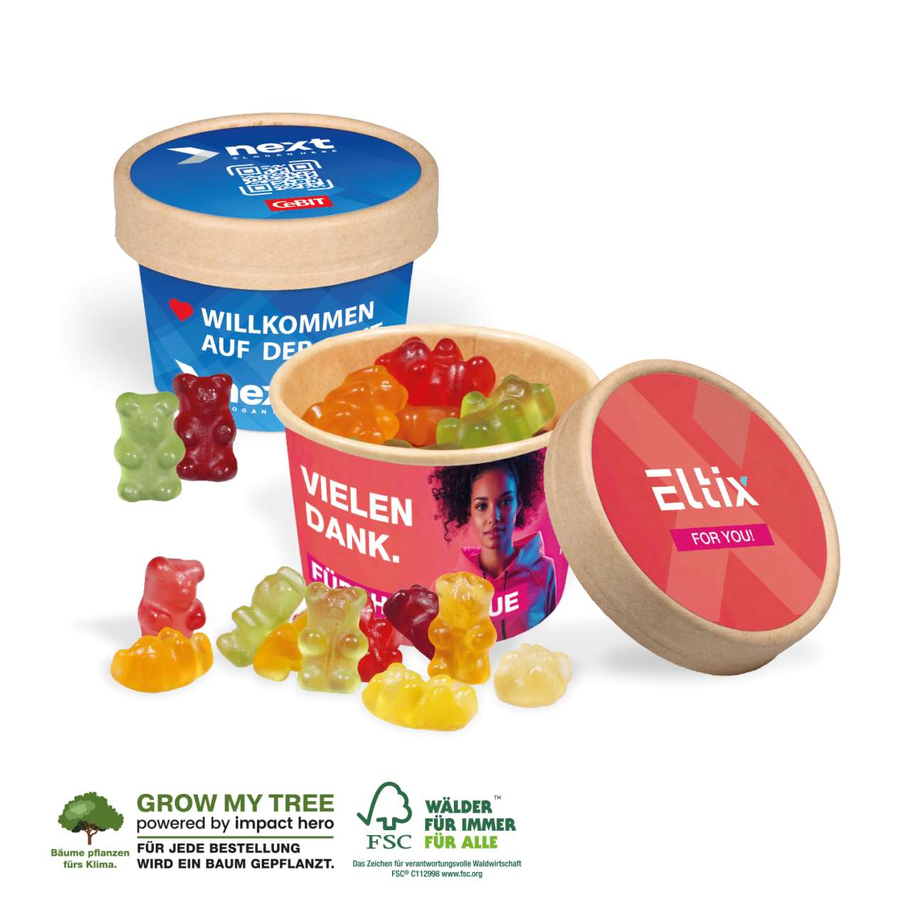 WERBE FRUCHTGUMMI PAPERBOX MIT EINLEGER UND BANDEROLE