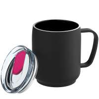 Becher schwarz, Deckel magenta