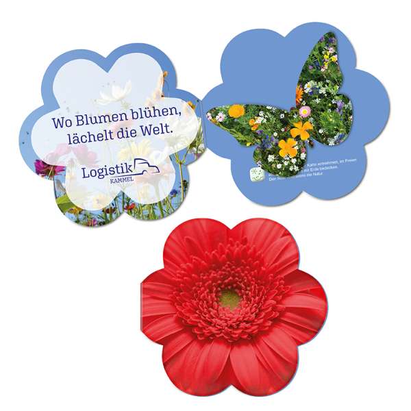 Samenpapier in Klappkärtchen Blume