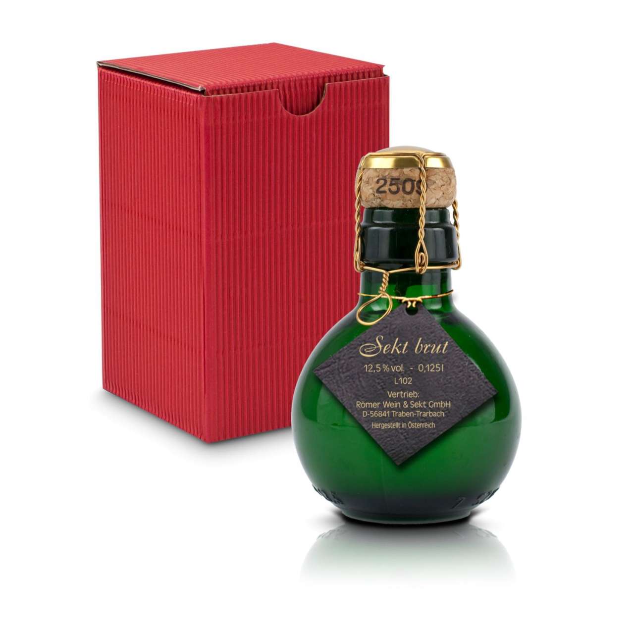 Kleinste Sektflasche der Welt! schwarzer Anhänger - Inklusive Geschenkkarton in, 125 ml