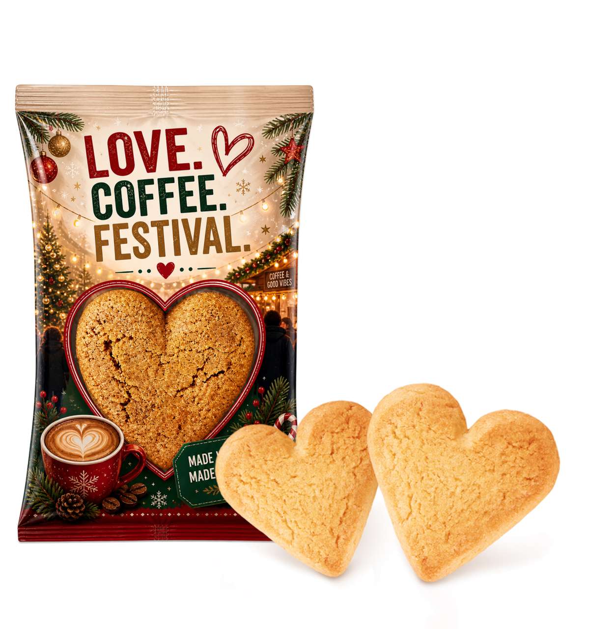 Herz Kaffeekeks im Werbetütchen
