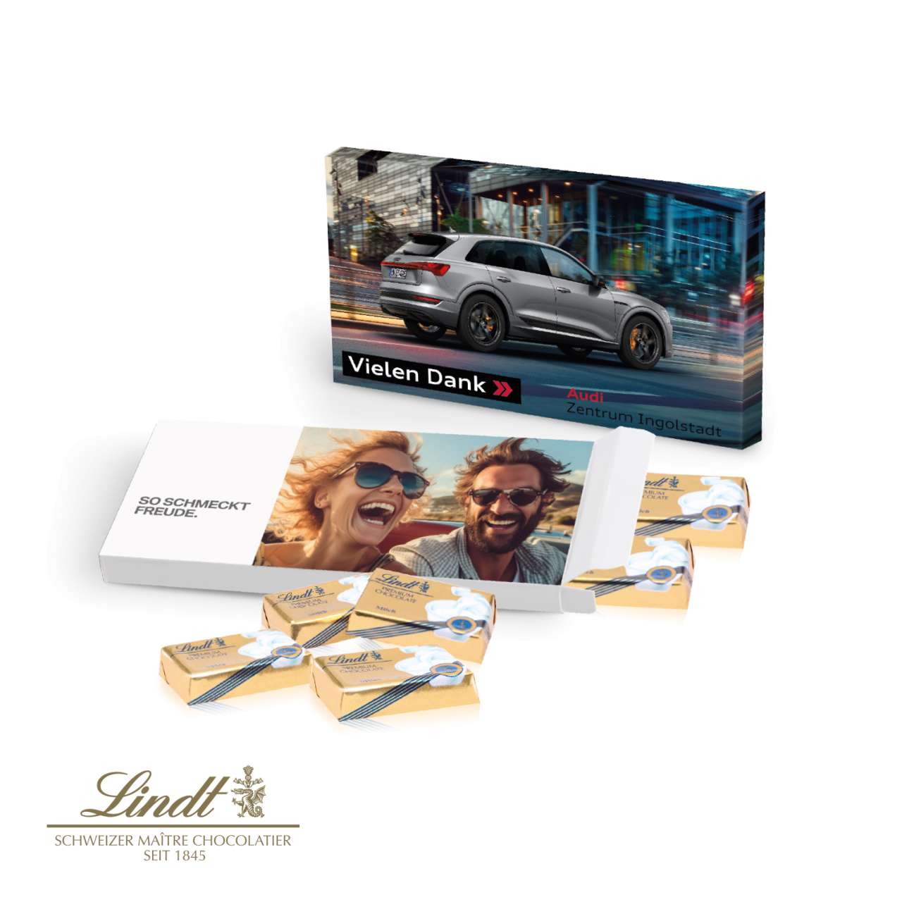 Präsentbox mit Schokotäfelchen, Express