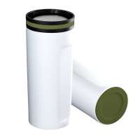 Becher weiß, Ring olivgrün, Boden olivgrün