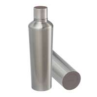 Flasche silber, Deckel braun, Boden braun