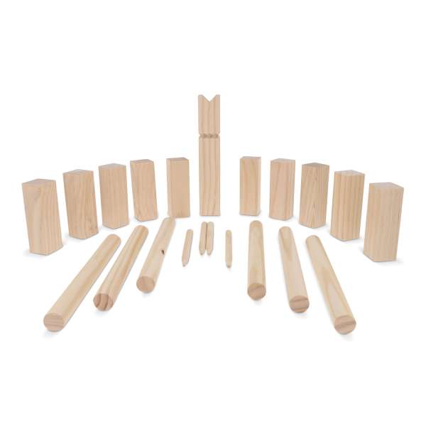 Kubb Spiel aus Holz mit Beutel