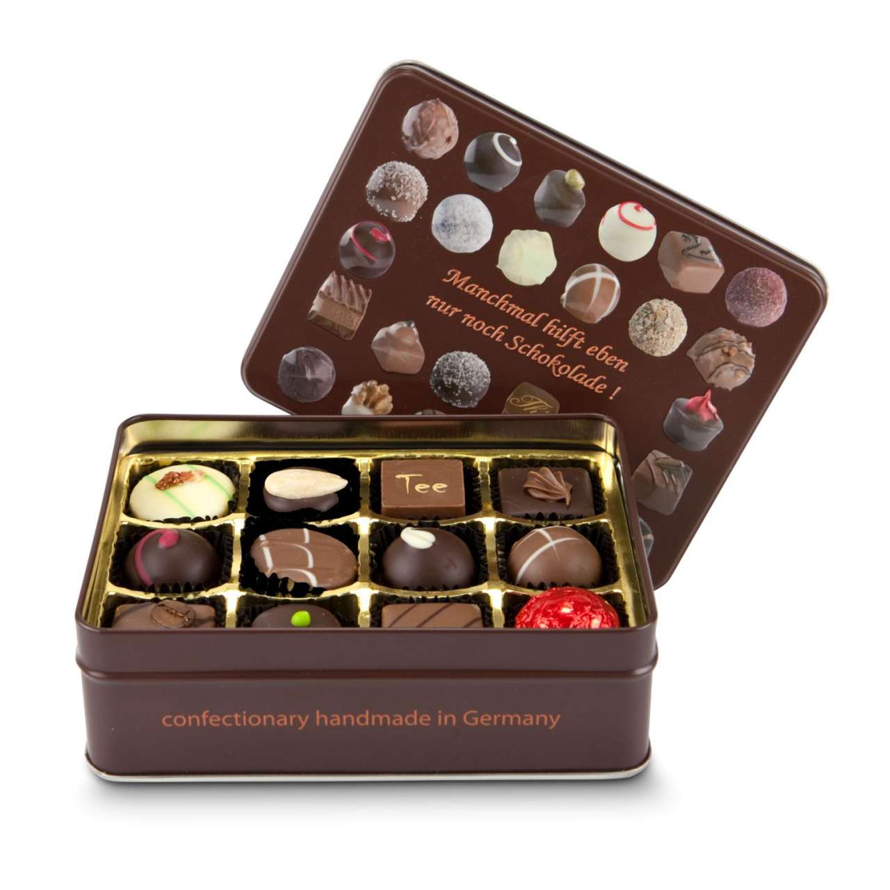 Geschenkartikel / Präsentartikel: Schokoladenauswahl - Pralinendose mit 125 g