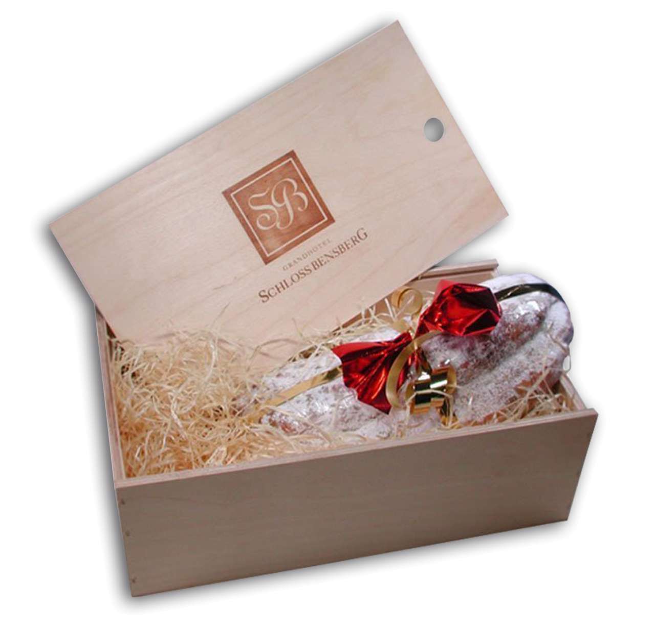 Christstollen in Schmuckholzkiste