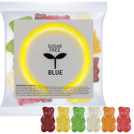 Gummibärchen zuckerfrei, ca. 30g, Express Maxi-Tüte mit Etikett