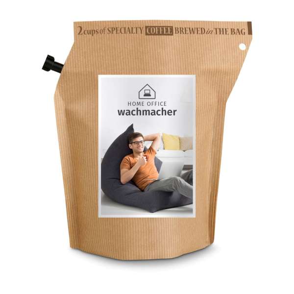 Geschenkartikel / Präsentartikel: Home-Office Wachmacher Kaffee Brühbeutel Honduras, wiederverwendba