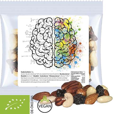 Bio Studentenfutter, ca. 30g, Express Maxi-Tüte mit Etikett