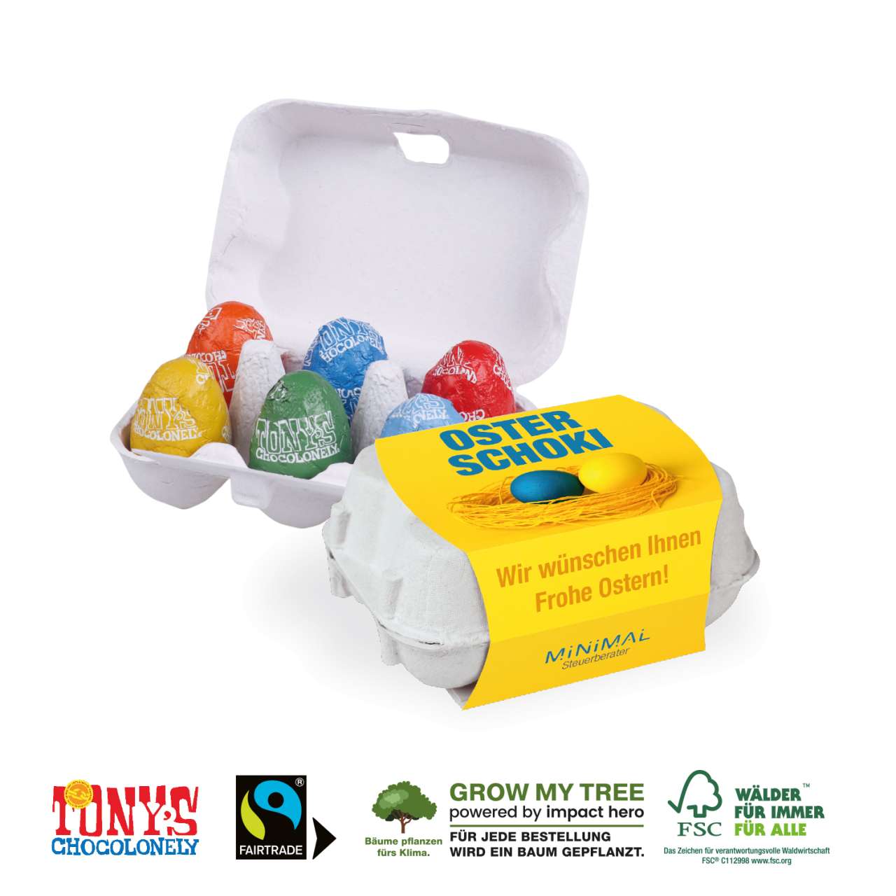SCHOKO-EIER 6ER MIT TONY'S SCHOKOLADE