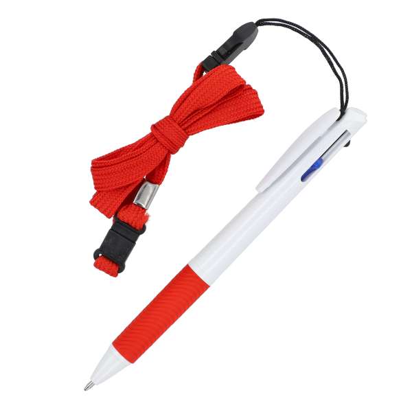 3-Farben-Stift mit Griffzone und Schlüsselband