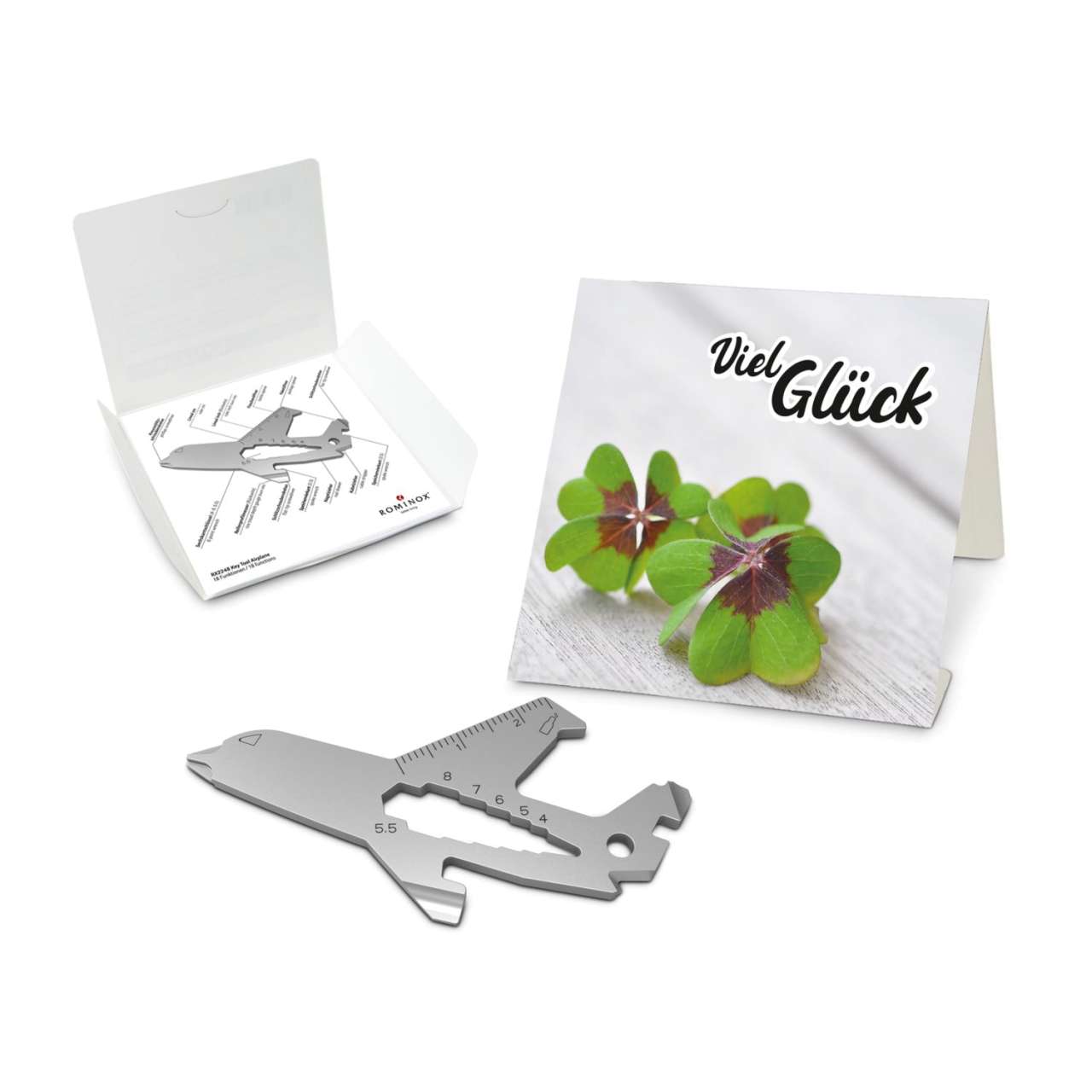 Geschenkartikel: ROMINOX® Key Tool Funktionen) im Motiv-Mäppchen Viel Glück