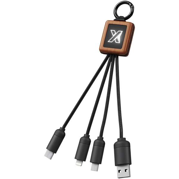 SCX. design C19 Easy to Use Kabel aus Holz mit Leuchtlogo