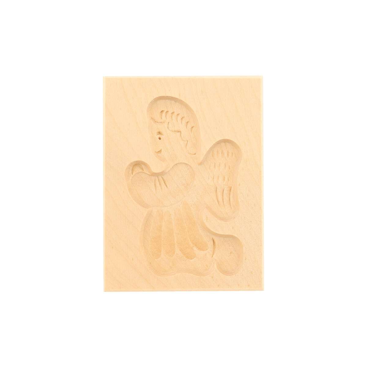 Spekulatiusform, 1 Bild, kniender Engel aus Holz 8 cm