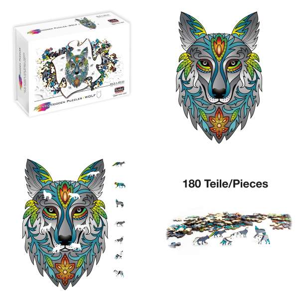 Rainbow Wooden Puzzle Wolf 180tlg.