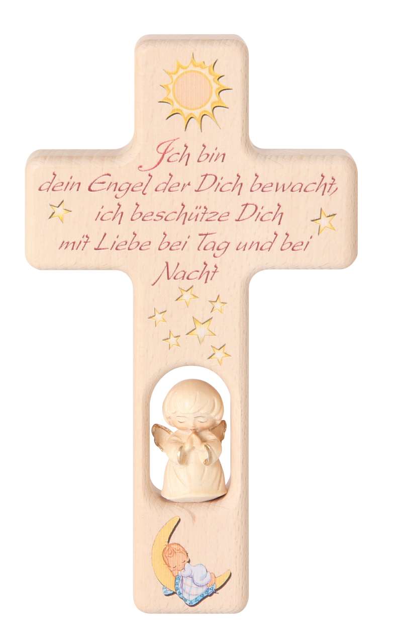 Kreuz mit Engel 'Ich bin ...', alabaster