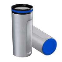 Becher silber, Ring blau, Boden blau