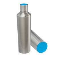 Flasche silber, Deckel cyan, Boden cyan