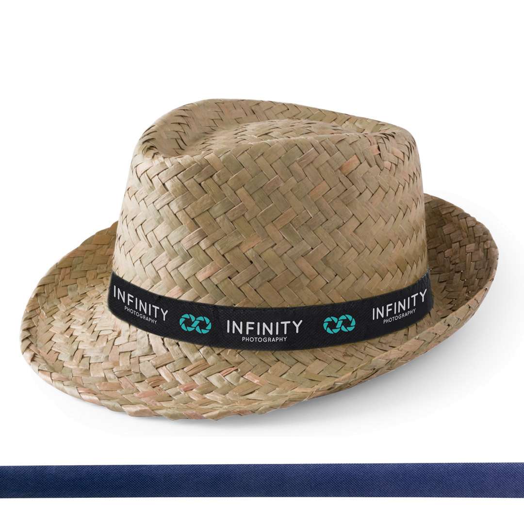 Strohhut Zelio (natur) mit bedrucktem Hutband