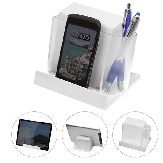 Smartphone- / Tabletständer mit Zettelbox
