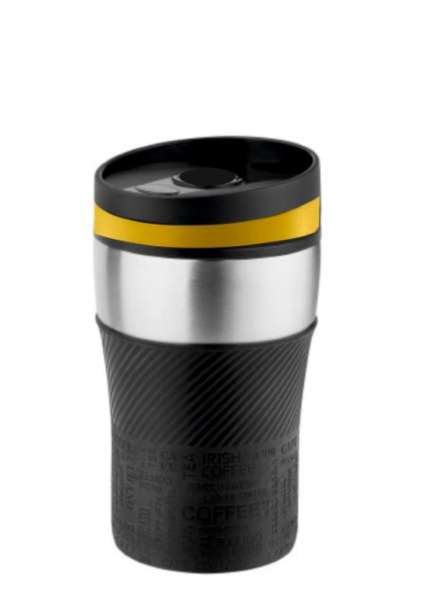Metmaxx® Thermobecher "CremaOfficina" silber / Manschette schwarz / Ring schwarz