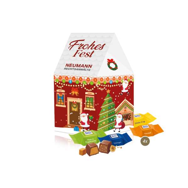 3D Präsent "Haus" mit Ritter SPORT Schokowürfel