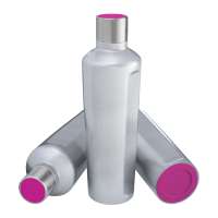 Flasche silber, Deckel magenta, Boden magenta
