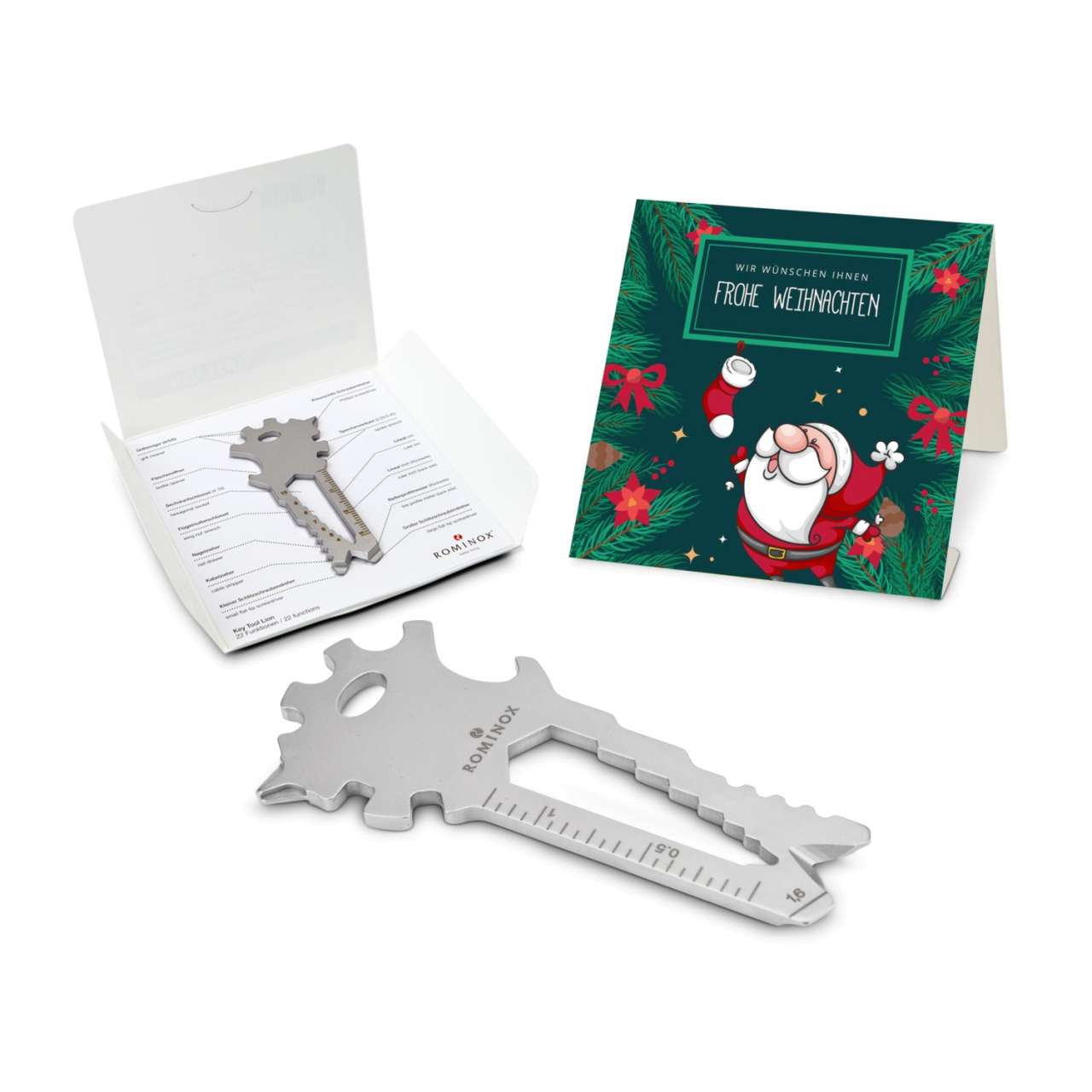 Geschenkartikel: ROMINOX® Key Tool Funktionen) im Motiv-Mäppchen Frohe Weihnachten