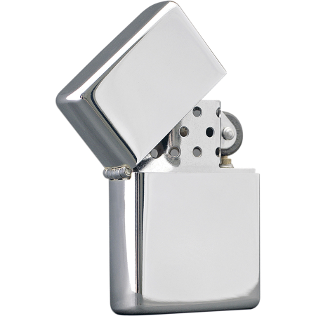 Benzin Feuerzeug American Style poliertes Chrom mit Kappe, nachfüllbar (LEER)