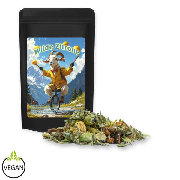 Kräutertee Bergtee & Zitrus, ca. 11g, Standbeutel Mini schwarz