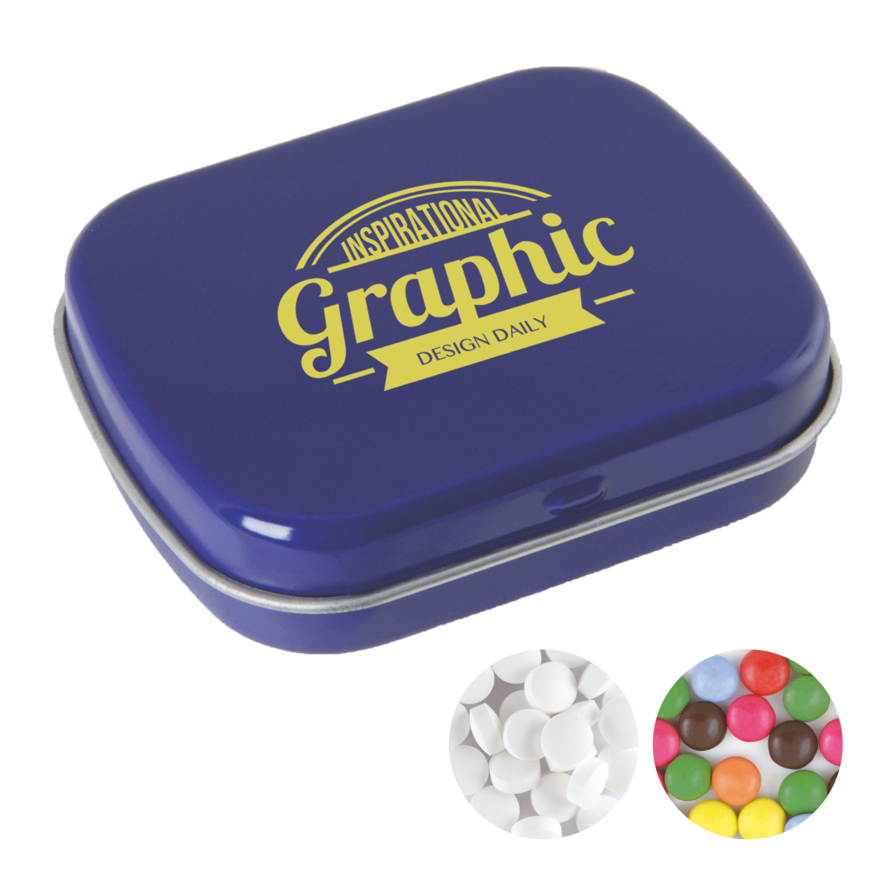 Scharnierblechdose mit ca. 25 gr. Minties TAMPONDRUCK