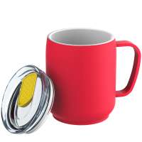 Becher rot, Deckel gelb