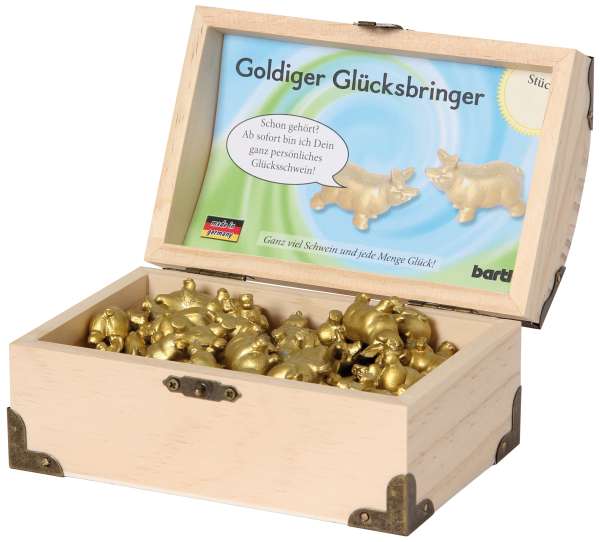 Goldene Glücksschweinchen-Truhe (60Stück)