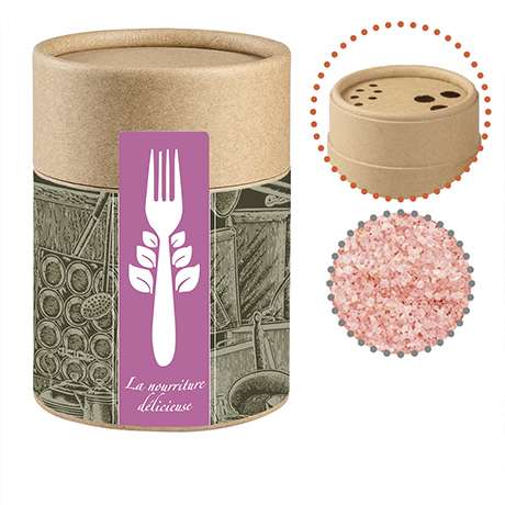 Rosa Kristallsalz, ca. 135g, Kraftpapierstreuer Midi