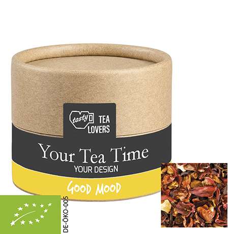 Bio Früchtetee gute Laune, ca. 18g, Kraftpapierdose Mini