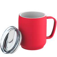 Becher rot, Deckel weiß