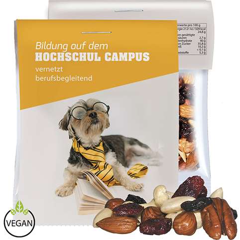 Premium Studentenfutter, ca. 15g, Express Midi-Tüte mit Werbereiter