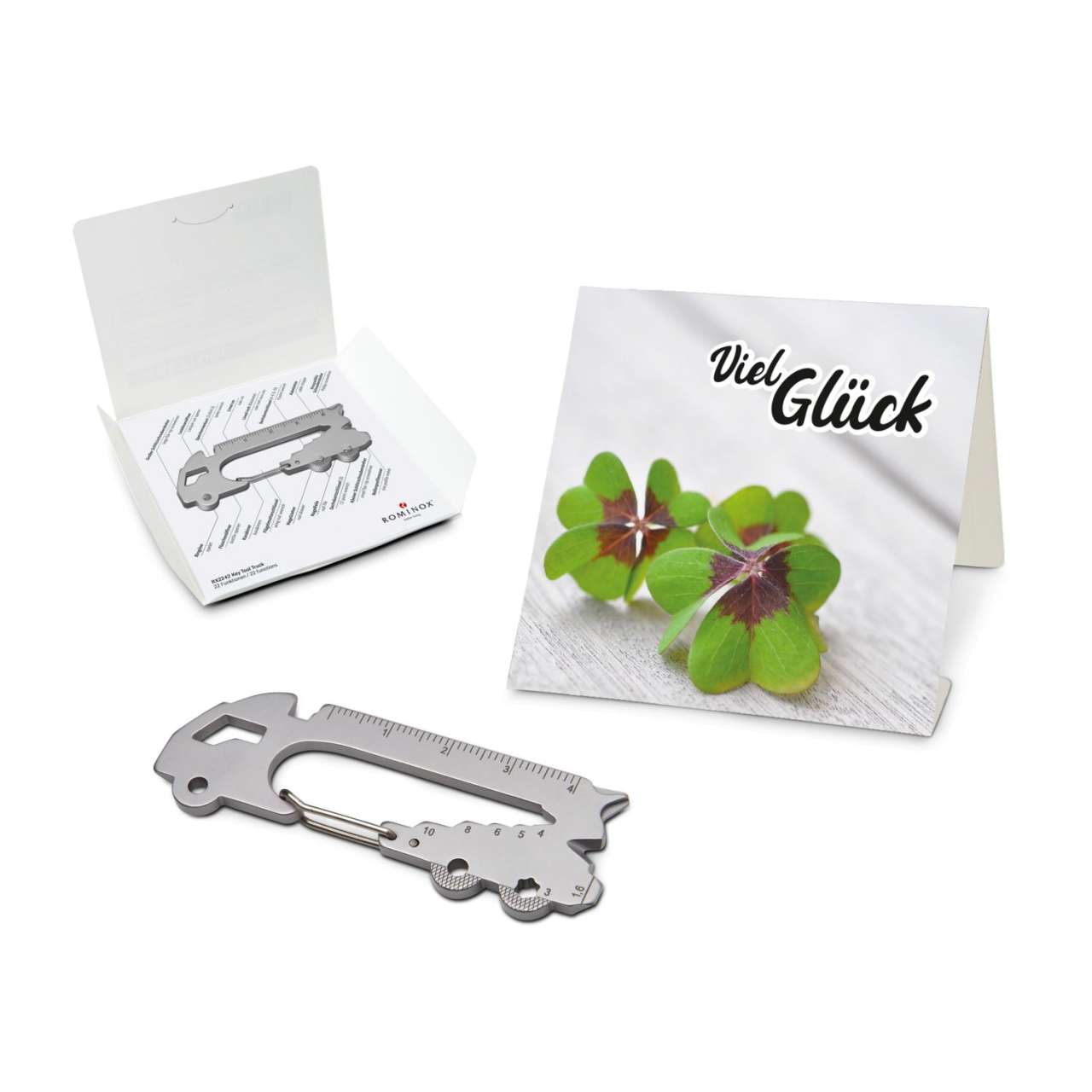 Geschenkartikel: ROMINOX® Key Tool Funktionen) im Motiv-Mäppchen Viel Glück