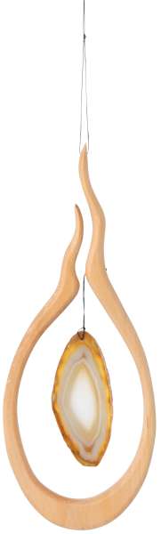 Holzhänger Feuer mit naturfarbener Achatscheibe