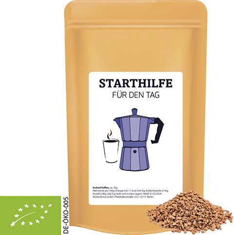 Bio Instant Kaffee, ca. 35g, Standbeutel Midi