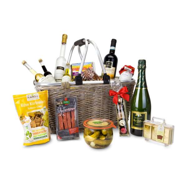 Geschenkset / Präsenteset: Geschenkkorb XXL - Einkaufskorb mit 14 leckeren Produkten