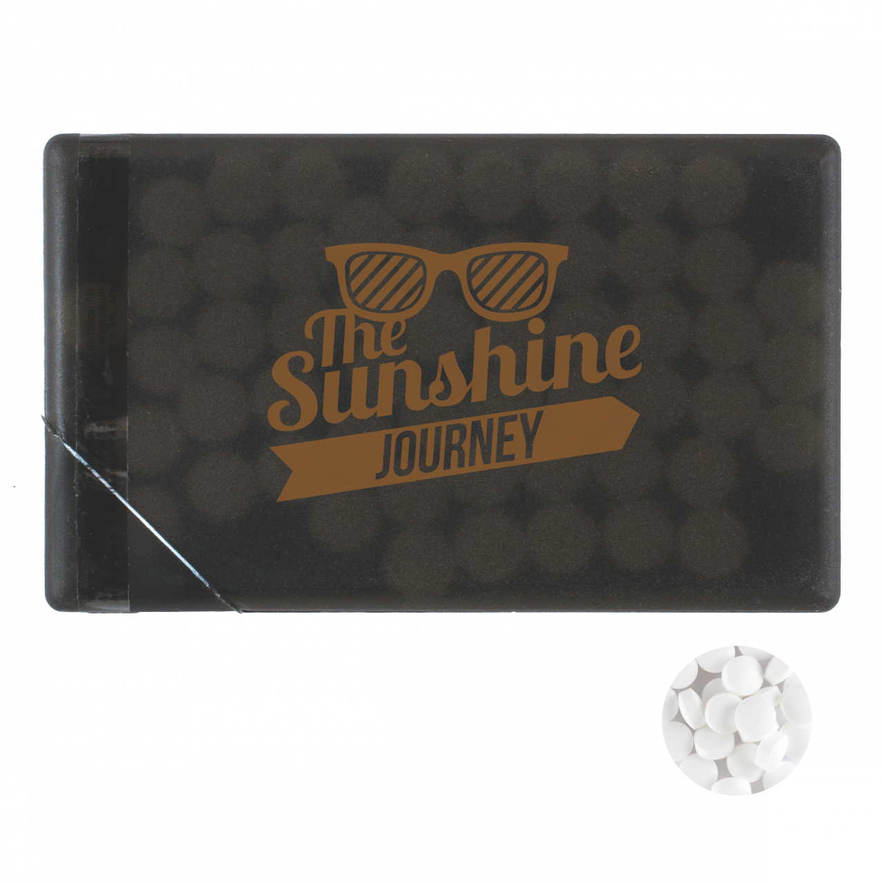 Mintdispenser Kreditkarte mit ca. 8 gr. Minties zuckerfrei und Zutatenaufkleber TAMPONDRUCK