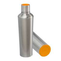 Flasche silber, Deckel orange, Boden orange