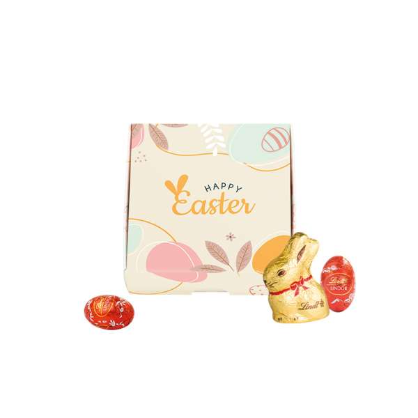 2 LINDOR Mini Ostereier und 1 Lindt Osterhase in Klappbox S, Ostern