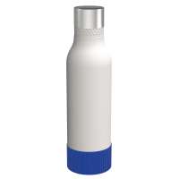 Flasche weiß, Hülle blau