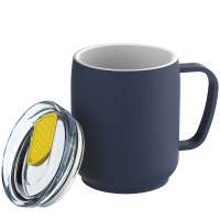 Becher blau, Deckel gelb